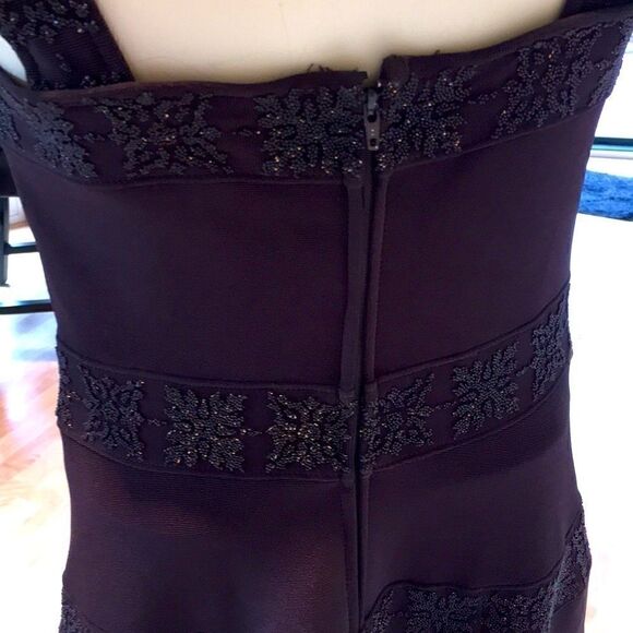 CACHE Stretch sleeveless cut out mesh maxi evening dress beaded comfy brown 8 - Picture 7 of 16